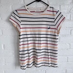 TWOTHIRDS Striped Whale‎ Embroidered Crew Neck Women Medium White Multi Color